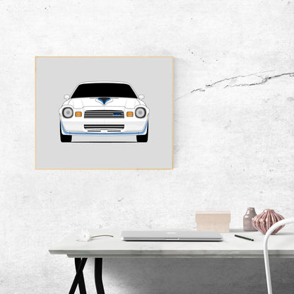 Chevy Camaro Z28 (1980-1981) Gen 2 car poster wall art above a desk