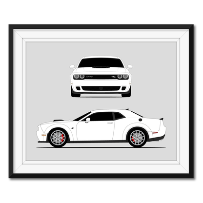 Dodge Challenger SRT Hellcat (2019-2023) framed car poster with mat