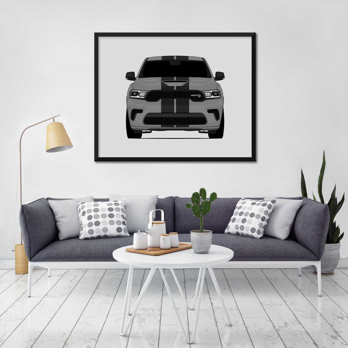 Dodge Durango SRT Hellcat (2021-Present) car poster wall art in a light living room