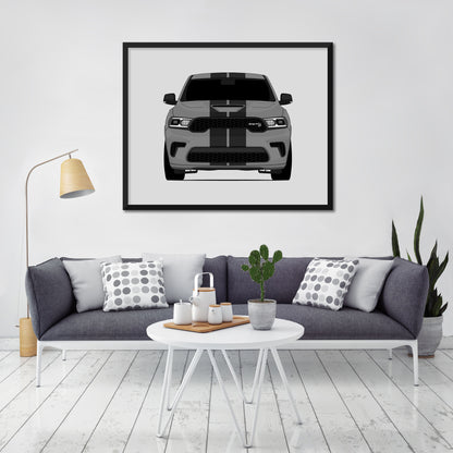 Dodge Durango SRT Hellcat (2021-Present) car poster wall art in a light living room