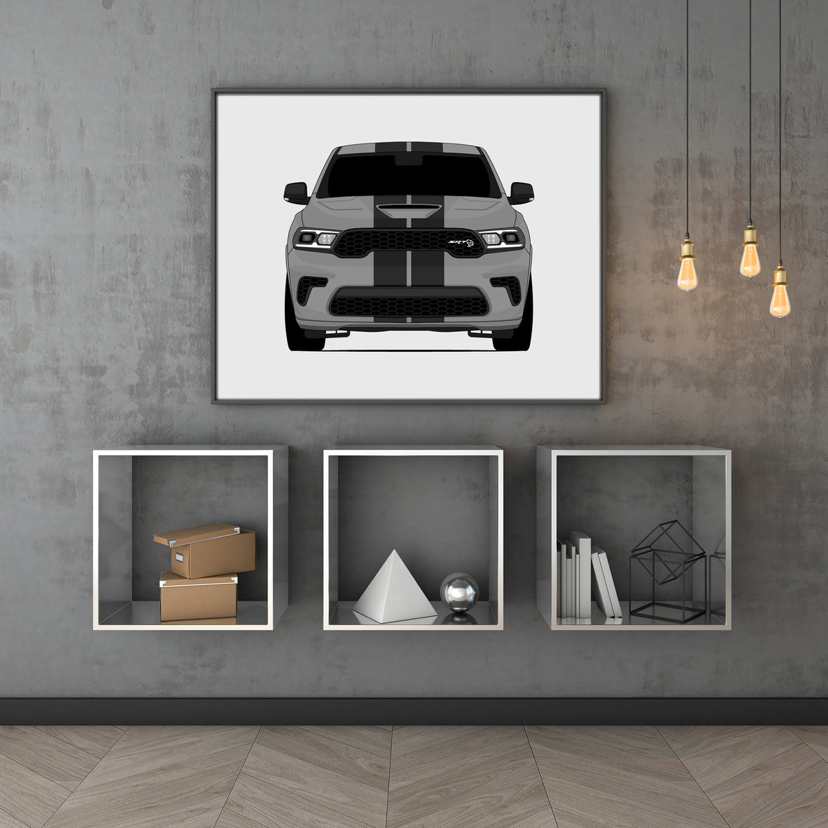 Dodge Durango SRT Hellcat (2021-Present) car poster wall art above shelves