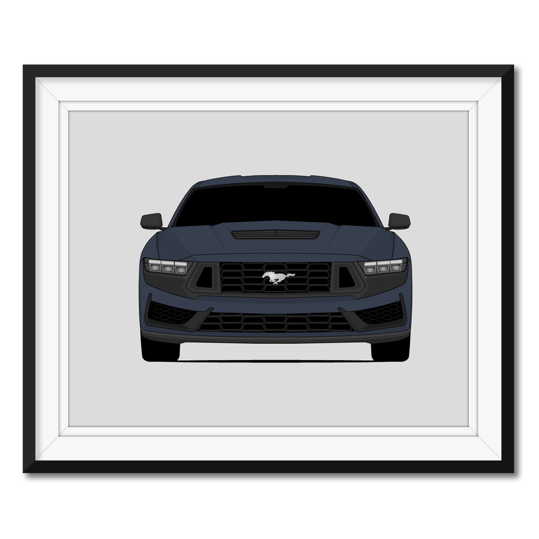 Ford Mustang Dark Horse (2024-Present) S650 framed car poster with mat