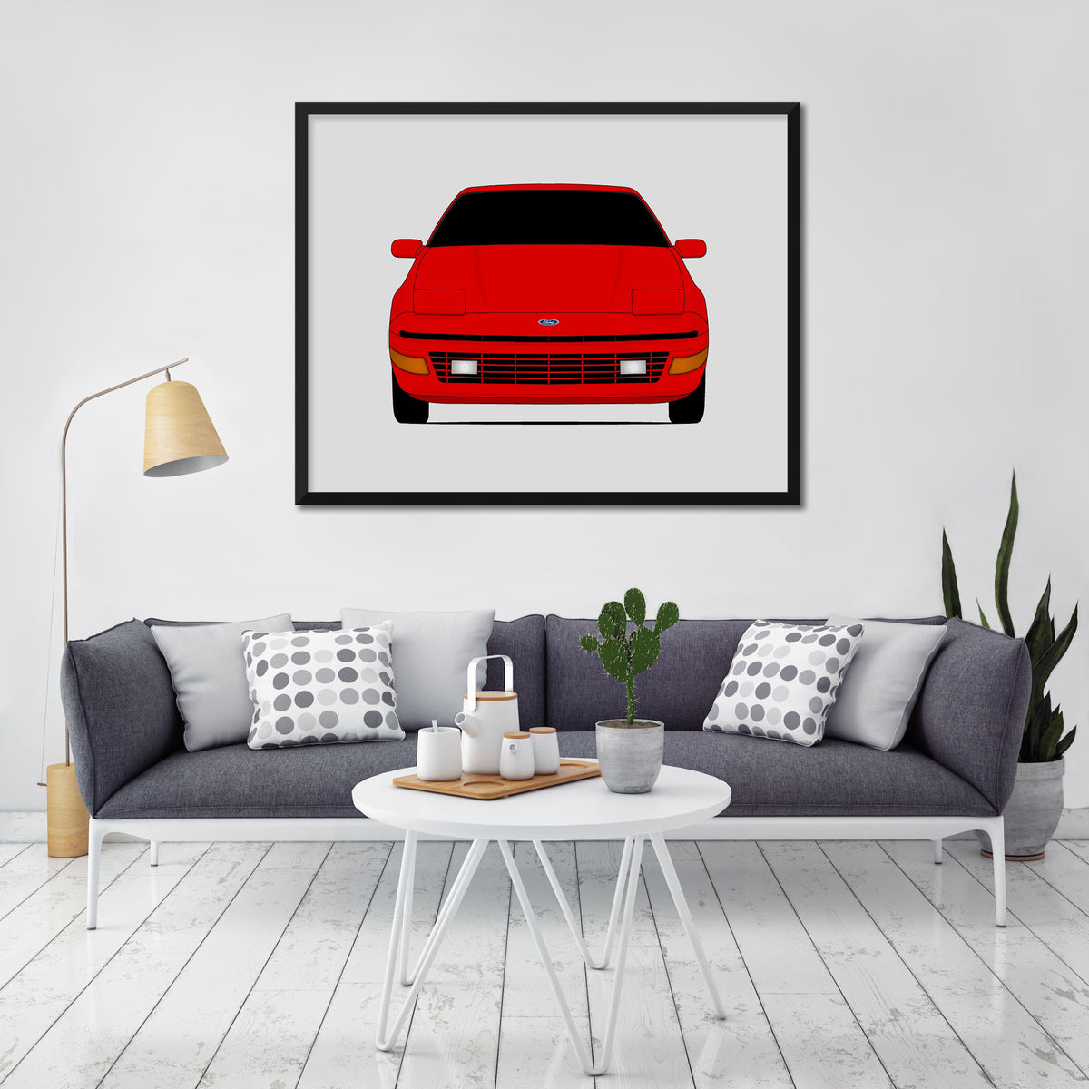 Ford Probe (1990-1992) car poster wall art in a light living room