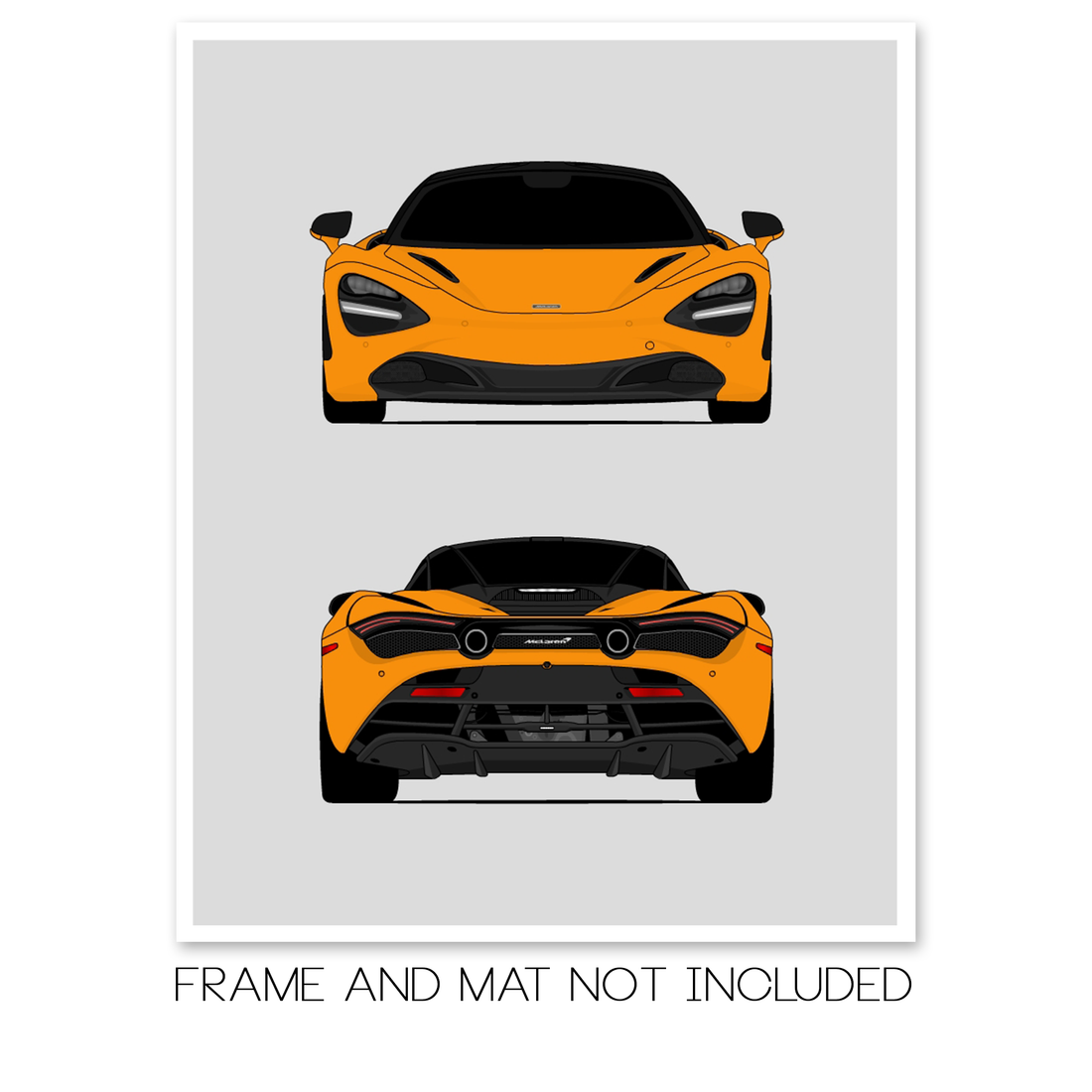 McLaren 720S (2017-2023) (Front and Rear) car poster print, frame and mat not included