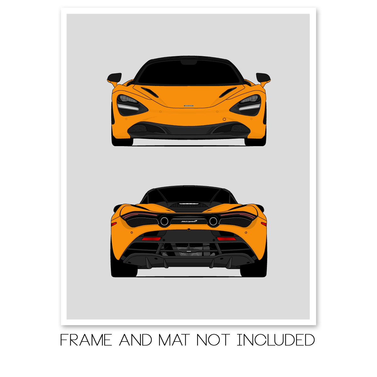 McLaren 720S (2017-2023) (Front and Rear) car poster print, frame and mat not included