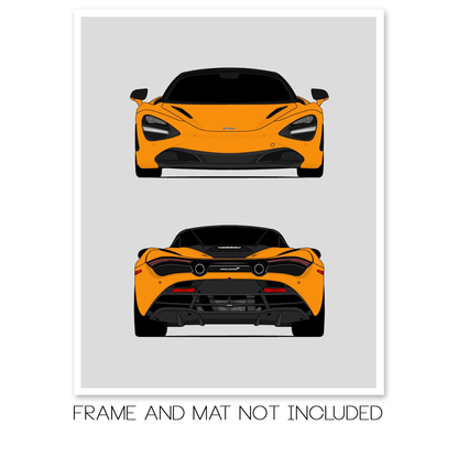 McLaren 720S (2017-2023) (Front and Rear) car poster print, frame and mat not included