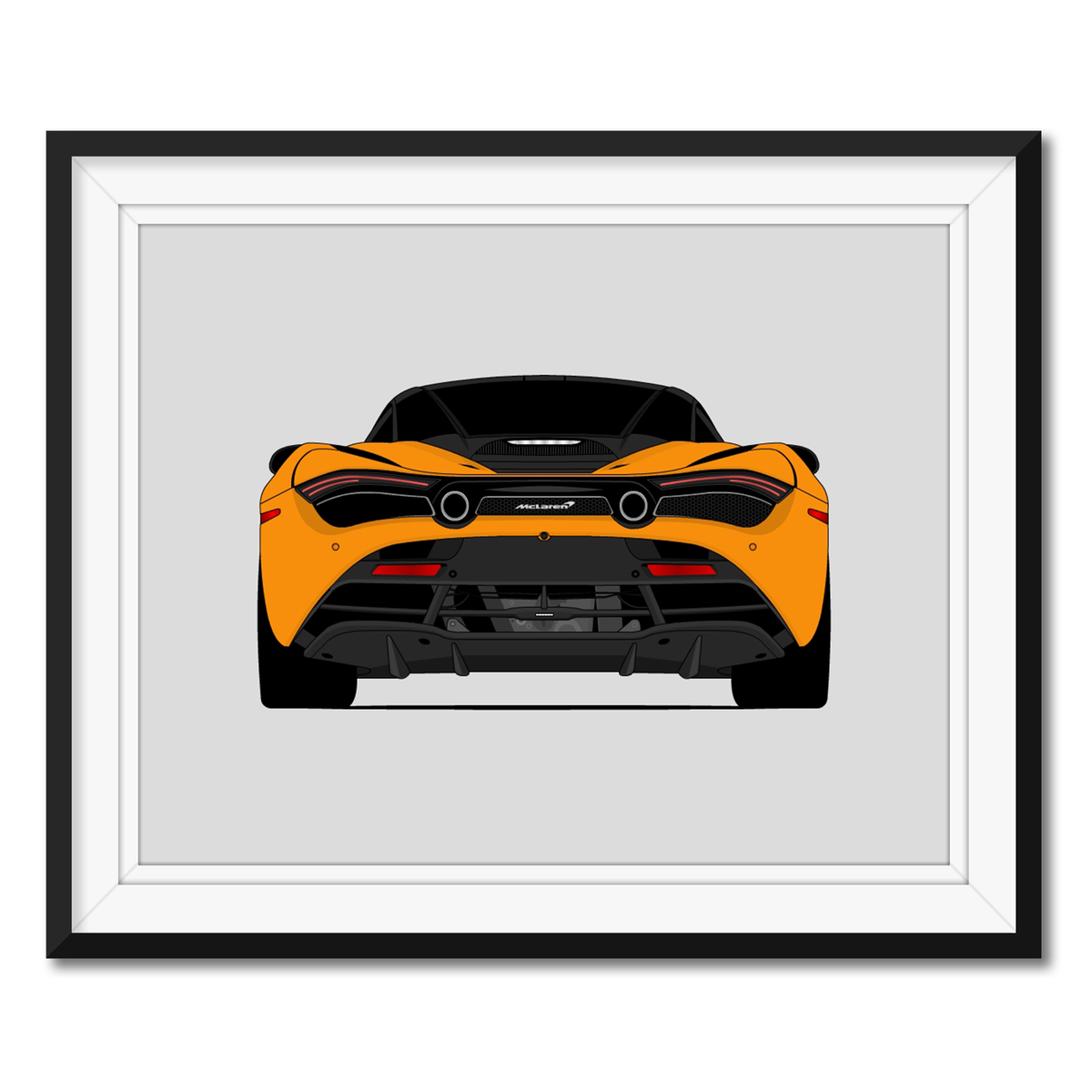 McLaren 720S (2017-2023) (Rear) framed car poster with mat