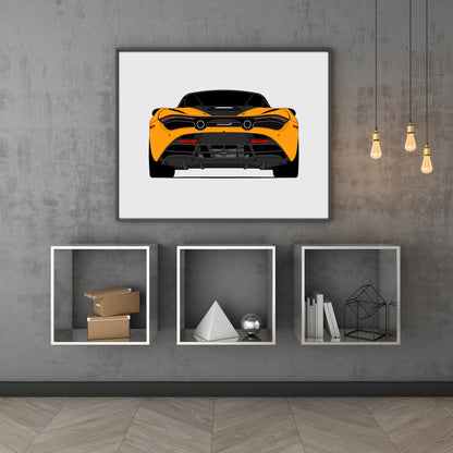 McLaren 720S (2017-2023) (Rear) car poster wall art above shelves