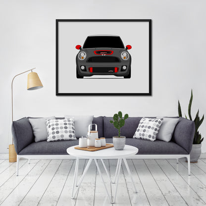 Mini Cooper GP2 (2012-2014) R56 Gen 2 car poster wall art in a light living room