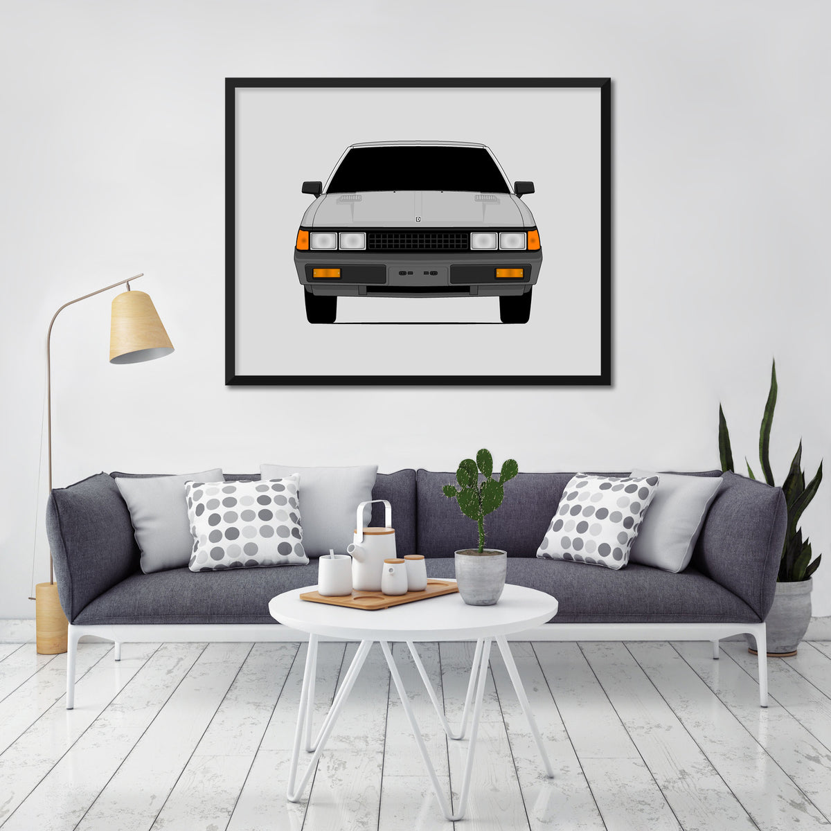Nissan 200SX (1982-1983) car poster wall art in a light living room