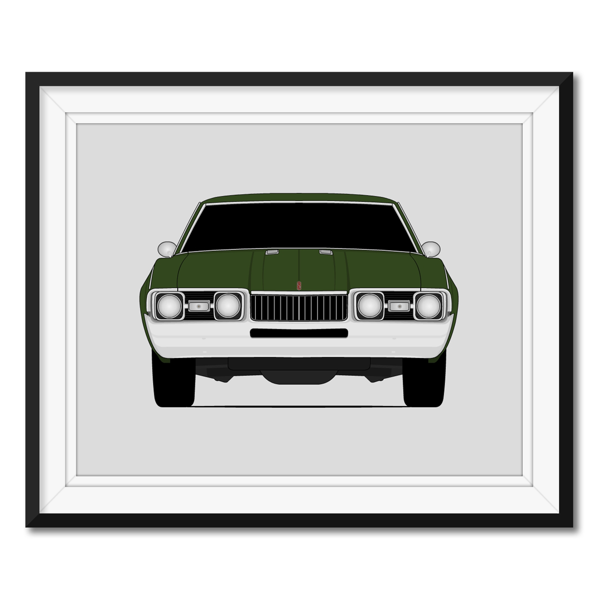 Oldsmobile Cutlass (1968) framed car poster with mat