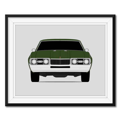 Oldsmobile Cutlass (1968) framed car poster with mat