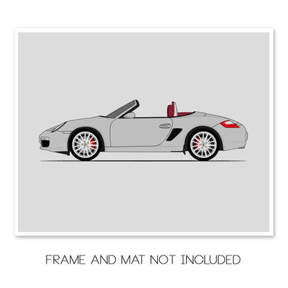 Porsche Boxster RS 60 Spyder (2004-2008) 987.1 (Side Profile) car poster print, frame and mat not included
