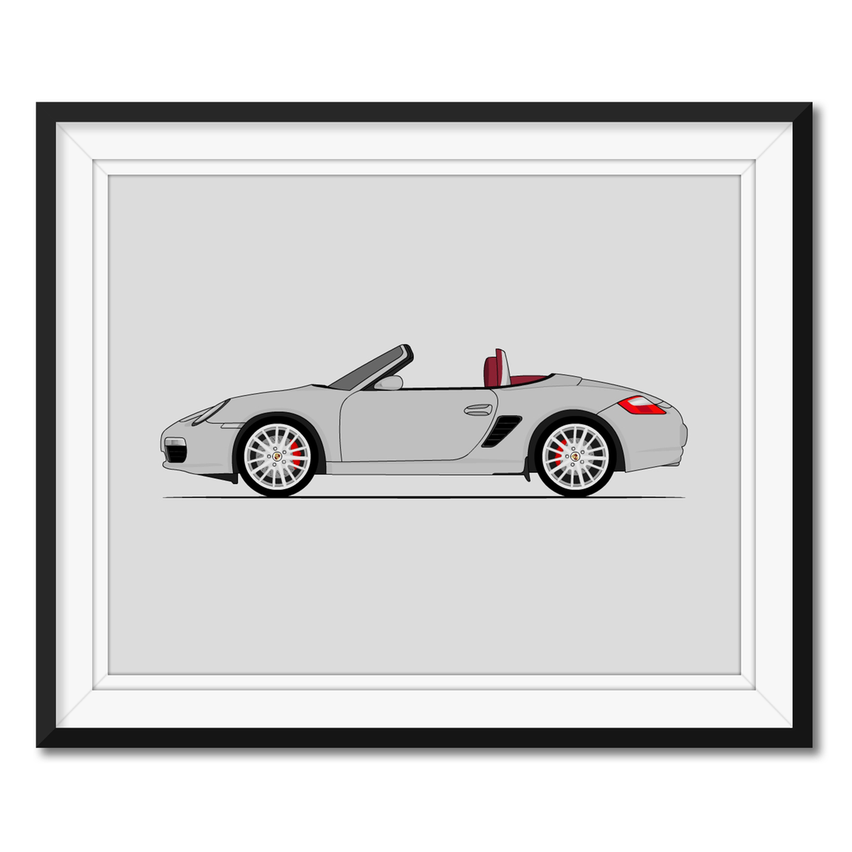 Porsche Boxster RS 60 Spyder (2004-2008) 987.1 (Side Profile) framed car poster with mat