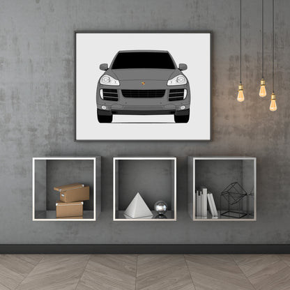 Porsche Cayenne S (2008-2010) car poster wall art above shelves