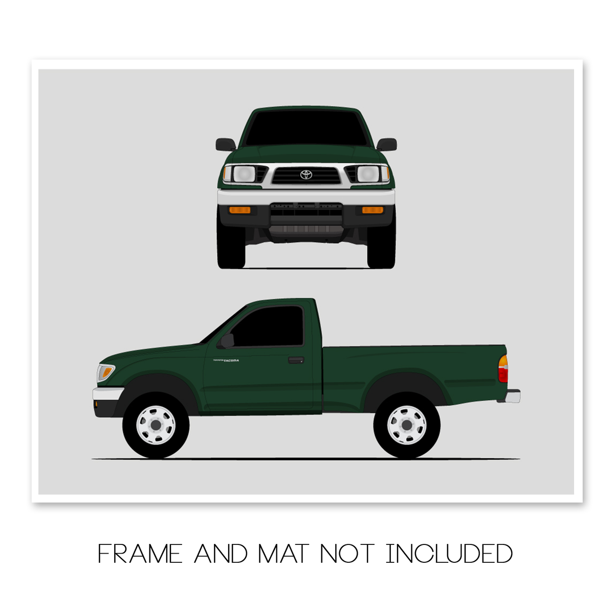Toyota Tacoma TRD Pro (1995-1997) Gen 1 (Front and Side) car poster print, frame and mat not included
