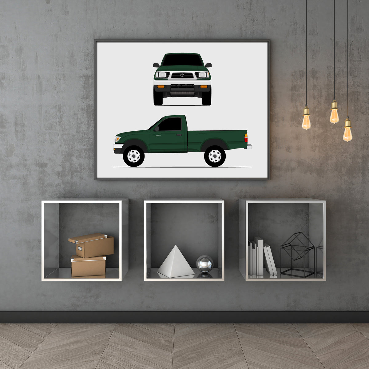 Toyota Tacoma TRD Pro (1995-1997) Gen 1 (Front and Side) car poster wall art above shelves
