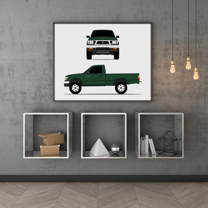 Toyota Tacoma TRD Pro (1995-1997) Gen 1 (Front and Side) car poster wall art above shelves