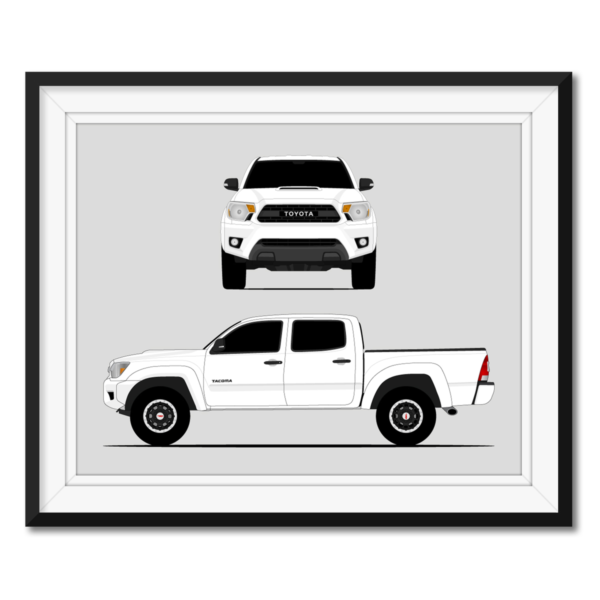 Toyota Tacoma TRD Pro (2012-2015) Gen 2 (Front and Side) framed car poster with mat