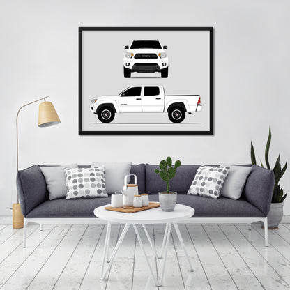 Toyota Tacoma TRD Pro (2012-2015) Gen 2 (Front and Side) car poster wall art in a light living room