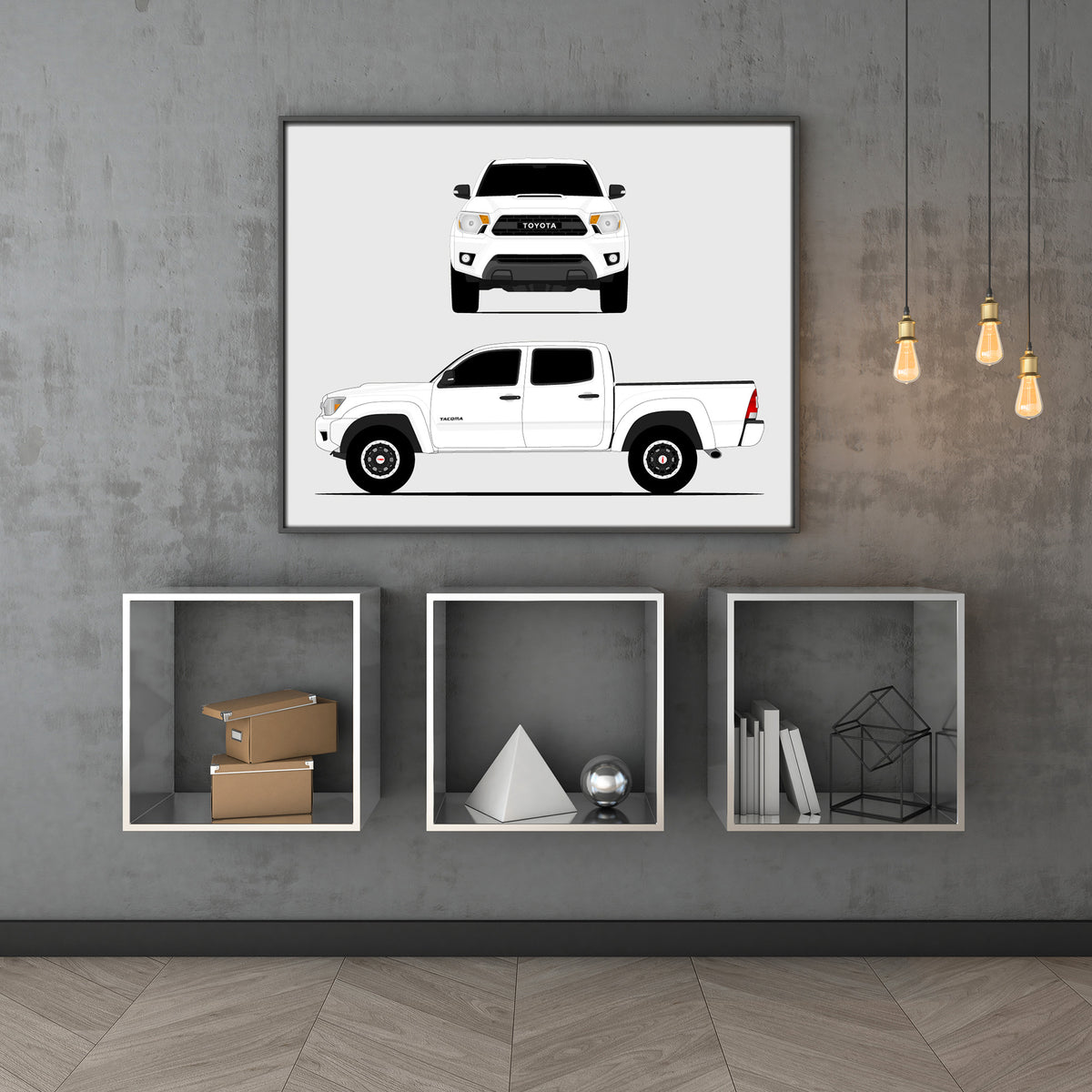 Toyota Tacoma TRD Pro (2012-2015) Gen 2 (Front and Side) car poster wall art above shelves