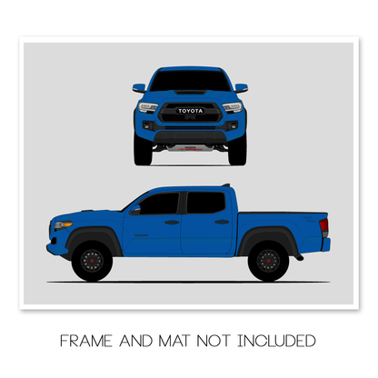 Toyota Tacoma TRD Pro (2016-2019) Gen 3 (Front and Side) car poster print, frame and mat not included