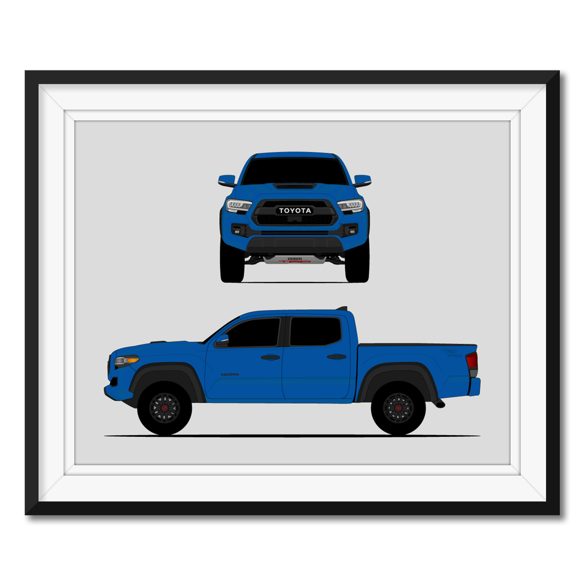 Toyota Tacoma TRD Pro (2016-2019) Gen 3 (Front and Side) framed car poster with mat