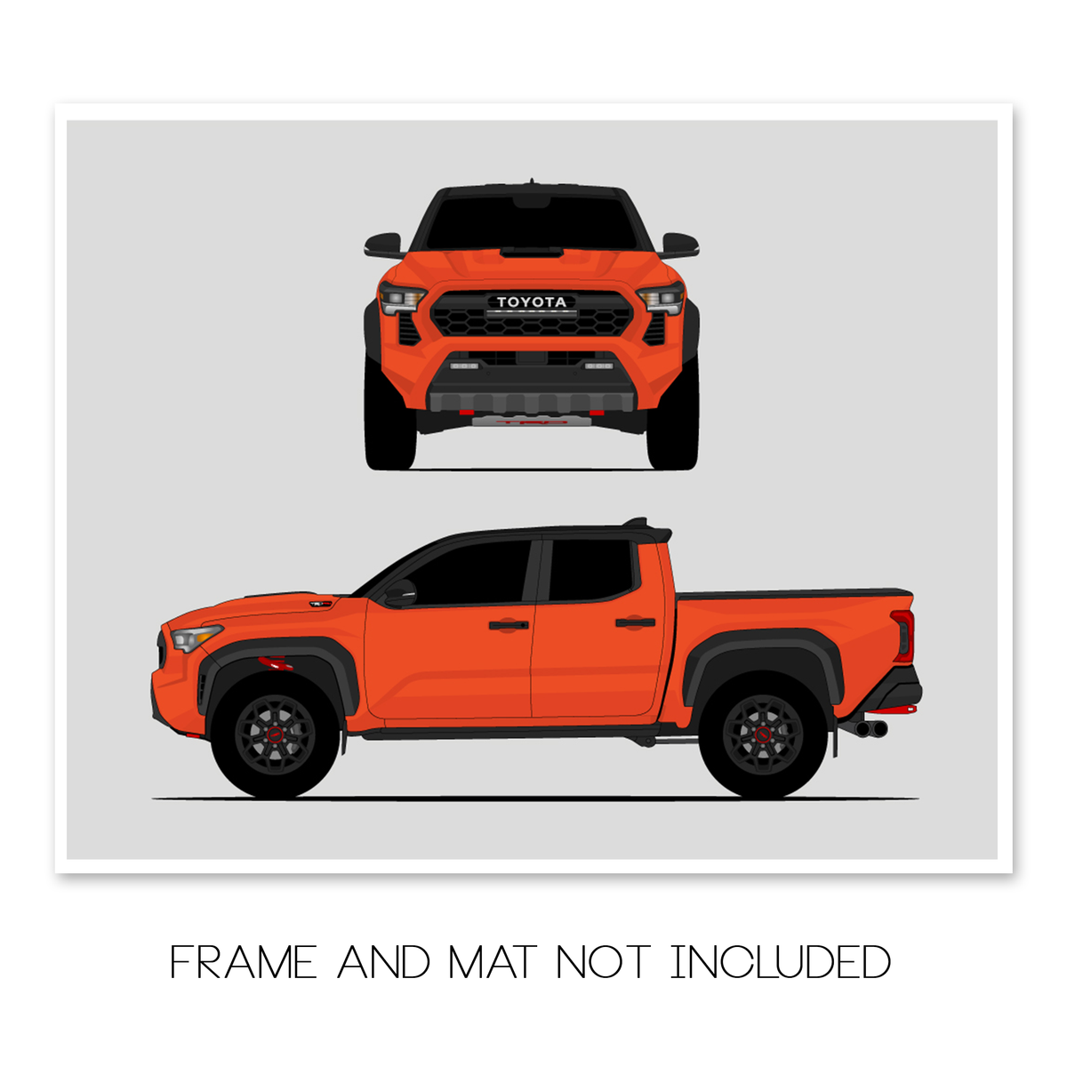 Toyota Tacoma TRD Pro (2024-Present) Gen 4 (Front and Side) car poster print, frame and mat not included