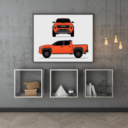Toyota Tacoma TRD Pro (2024-Present) Gen 4 (Front and Side) car poster wall art above shelves