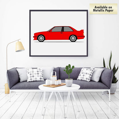 BMW M3 E30  (1986-1991) (Side Profile) Poster