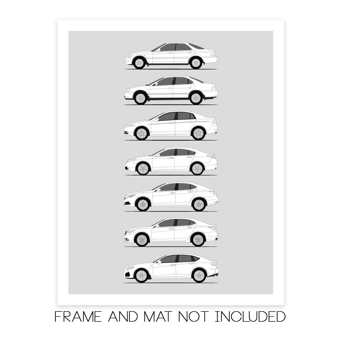 Acura TL TLX History and Evolution Poster (Side Profile)