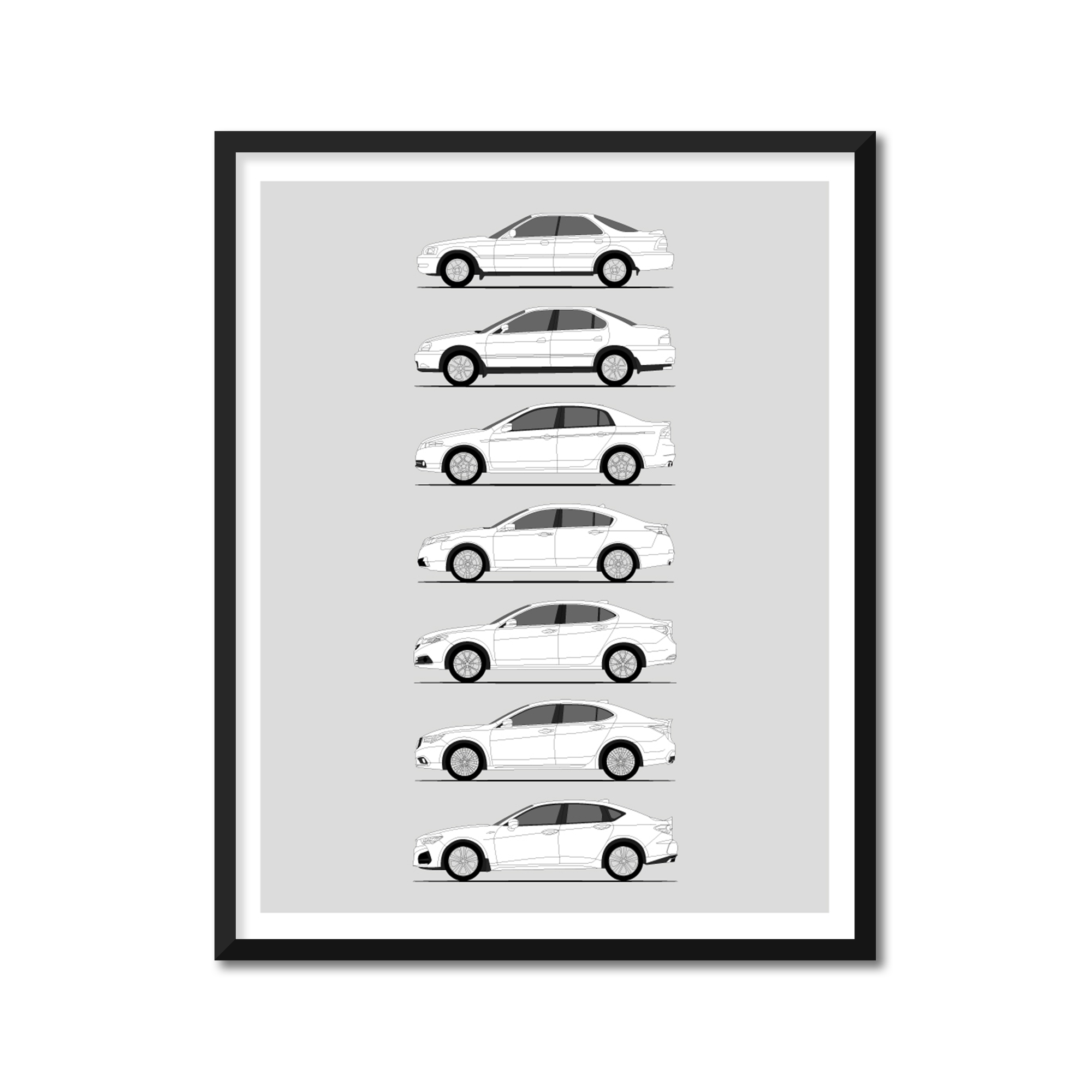 Acura TL TLX History and Evolution Poster (Side Profile)