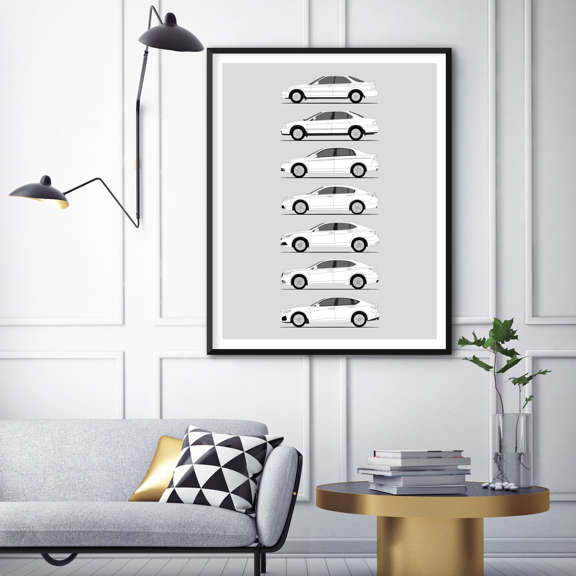 Acura TL TLX History and Evolution Poster (Side Profile)