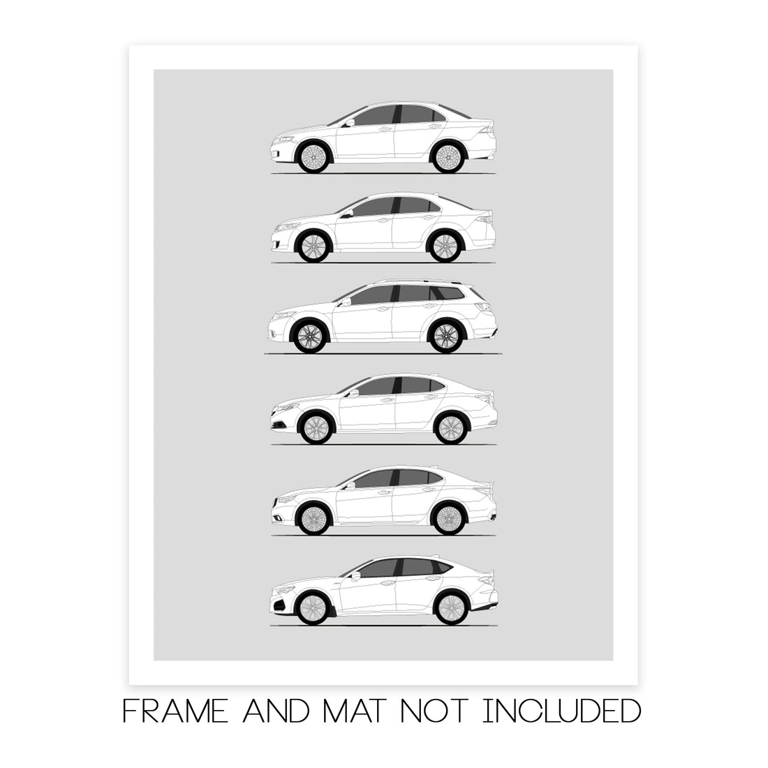 Acura TSX TLX History and Evolution Poster (Side Profile)