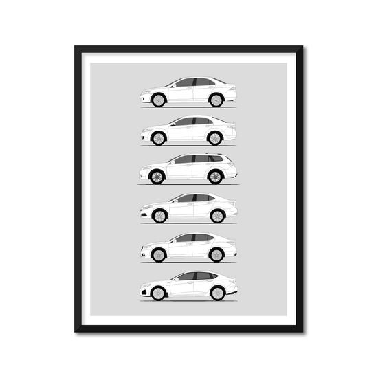 Acura TSX TLX History and Evolution Poster (Side Profile)