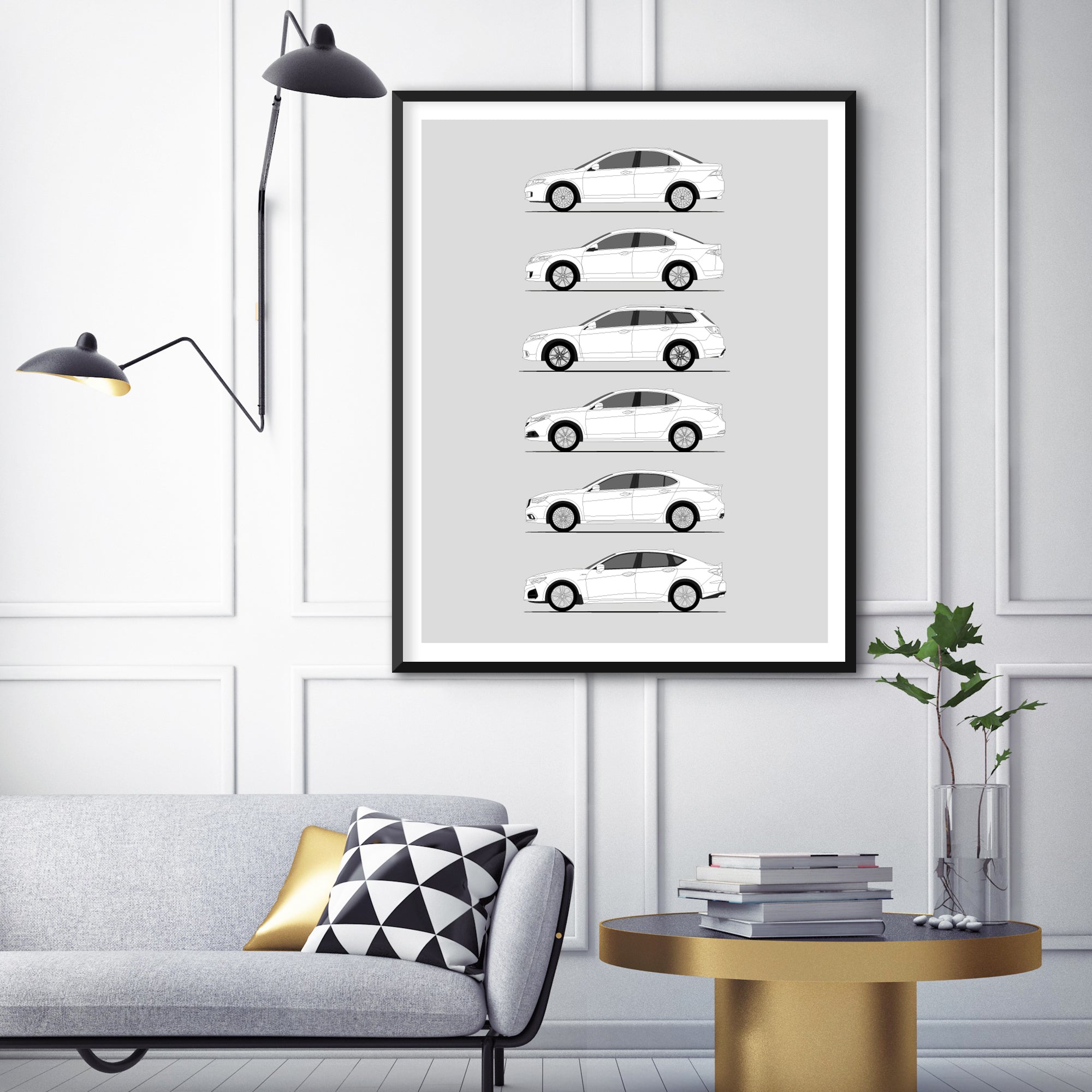 Acura TSX TLX History and Evolution Poster (Side Profile)