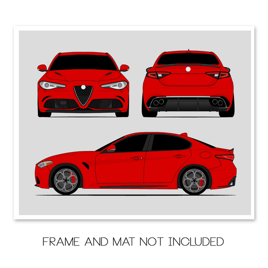 Alfa Romeo Giulia Quadrifoglio 952 (2016-Present) (Front, Side, Rear) (Landscape) Poster