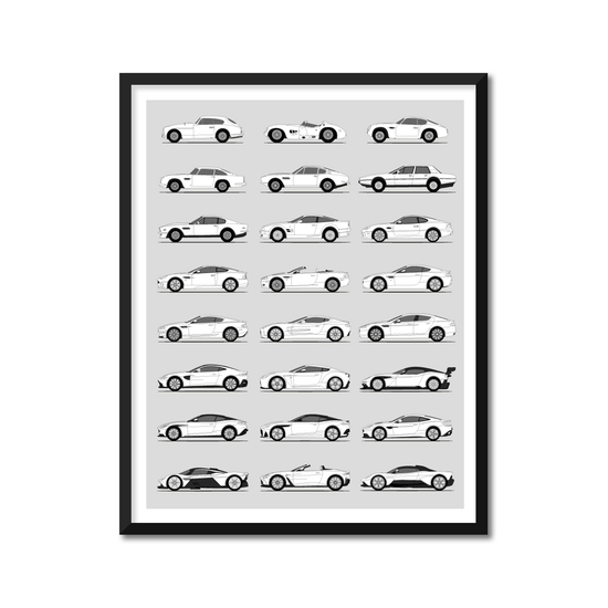 Aston Martin Generations History and Evolution Poster (Side Profile)