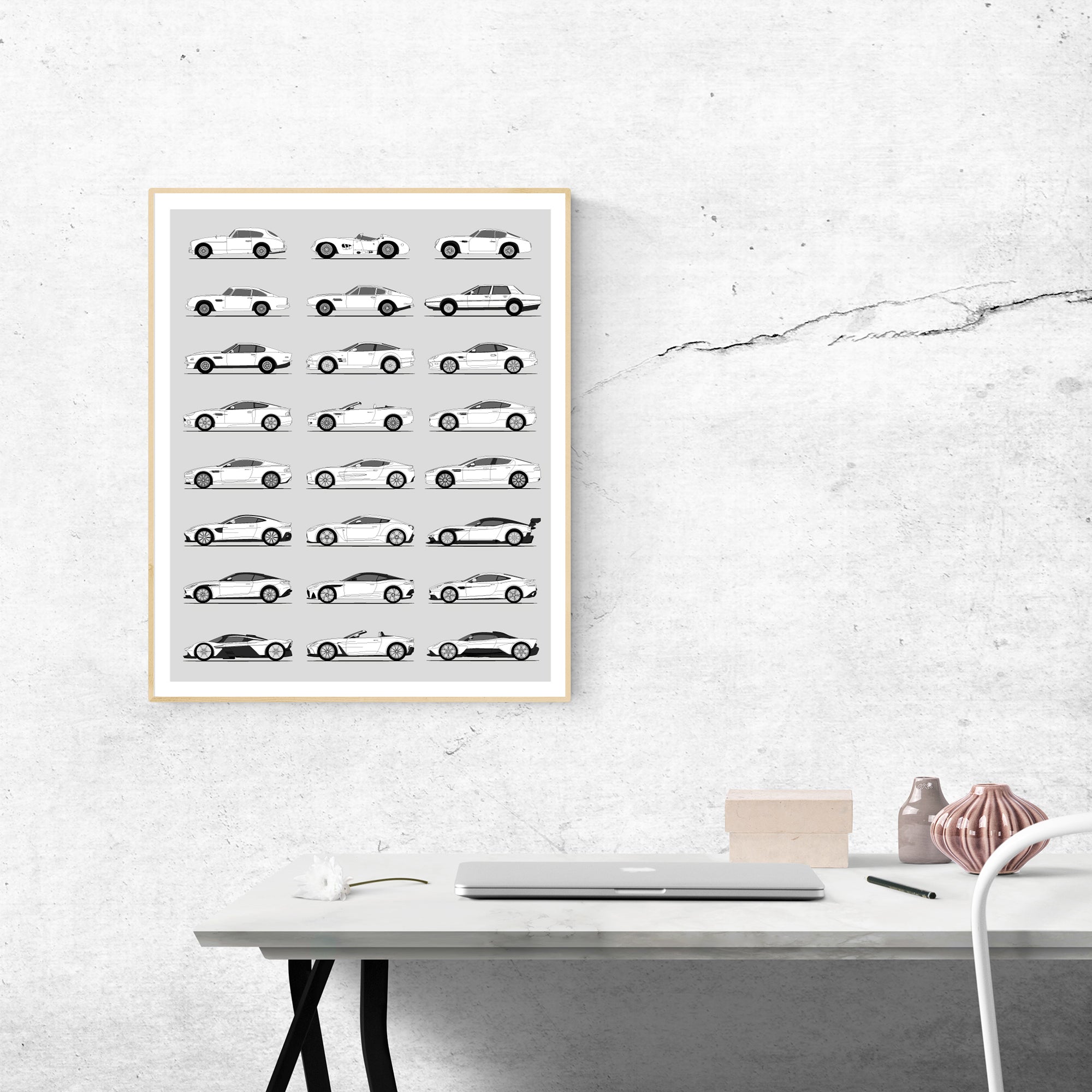 Aston Martin Generations History and Evolution Poster (Side Profile)