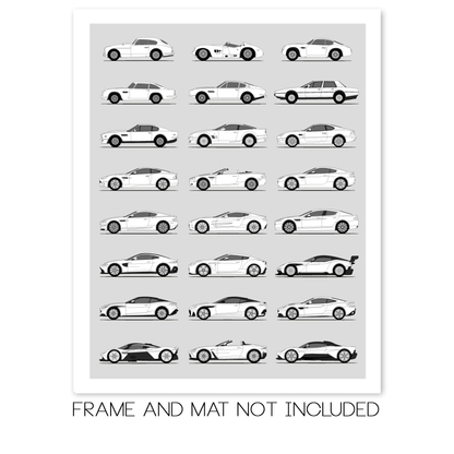 Aston Martin Generations History and Evolution Poster (Side Profile)