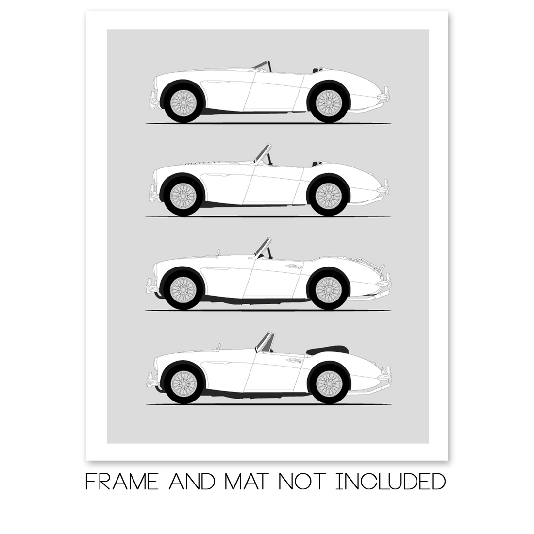 Austin Healey 3000 Generations History and Evolution Poster (Side Profile)