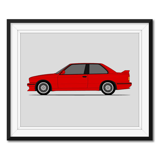 BMW M3 E30  (1986-1991) (Side Profile) Poster
