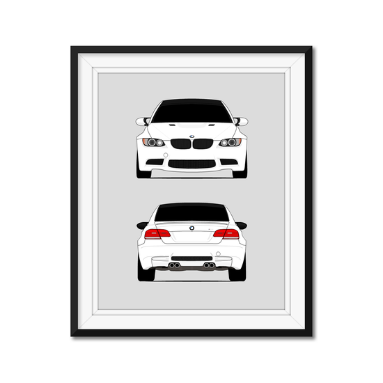 BMW M3 E92 (2007-2013) (Front and Rear) Poster