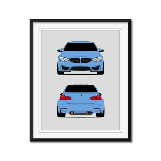 BMW M3 F80  (2014-2017) (Front and Rear) Poster