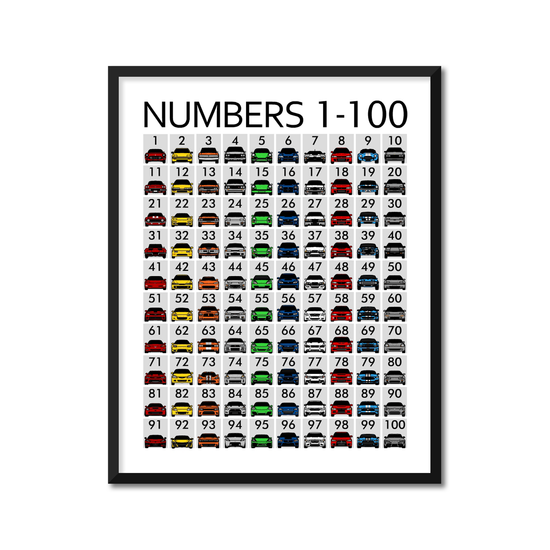 Car Nursery Numbers 1 to 100