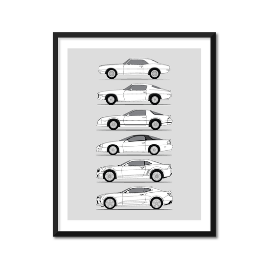 Chevy Camaro Generations (Side Profile)