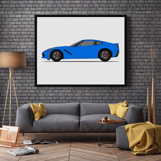 Chevy Corvette C7 Z51 Stingray (2014-2019) 7th Generation (Side Profile) Poster