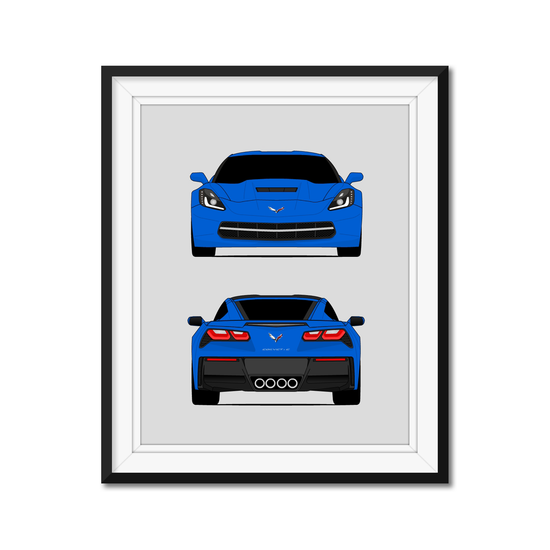 Chevy Corvette C7 Z51 Stingray (2014-2019) (Front and Rear) 7th Generation Poster