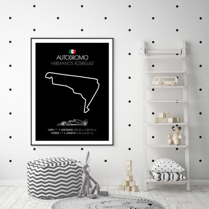 Autodromo Hermanos Rodriguez F1 Formula 1 Race Track Poster