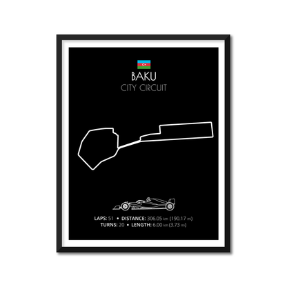 Baku City Circuit F1 Formula 1 Race Track Poster